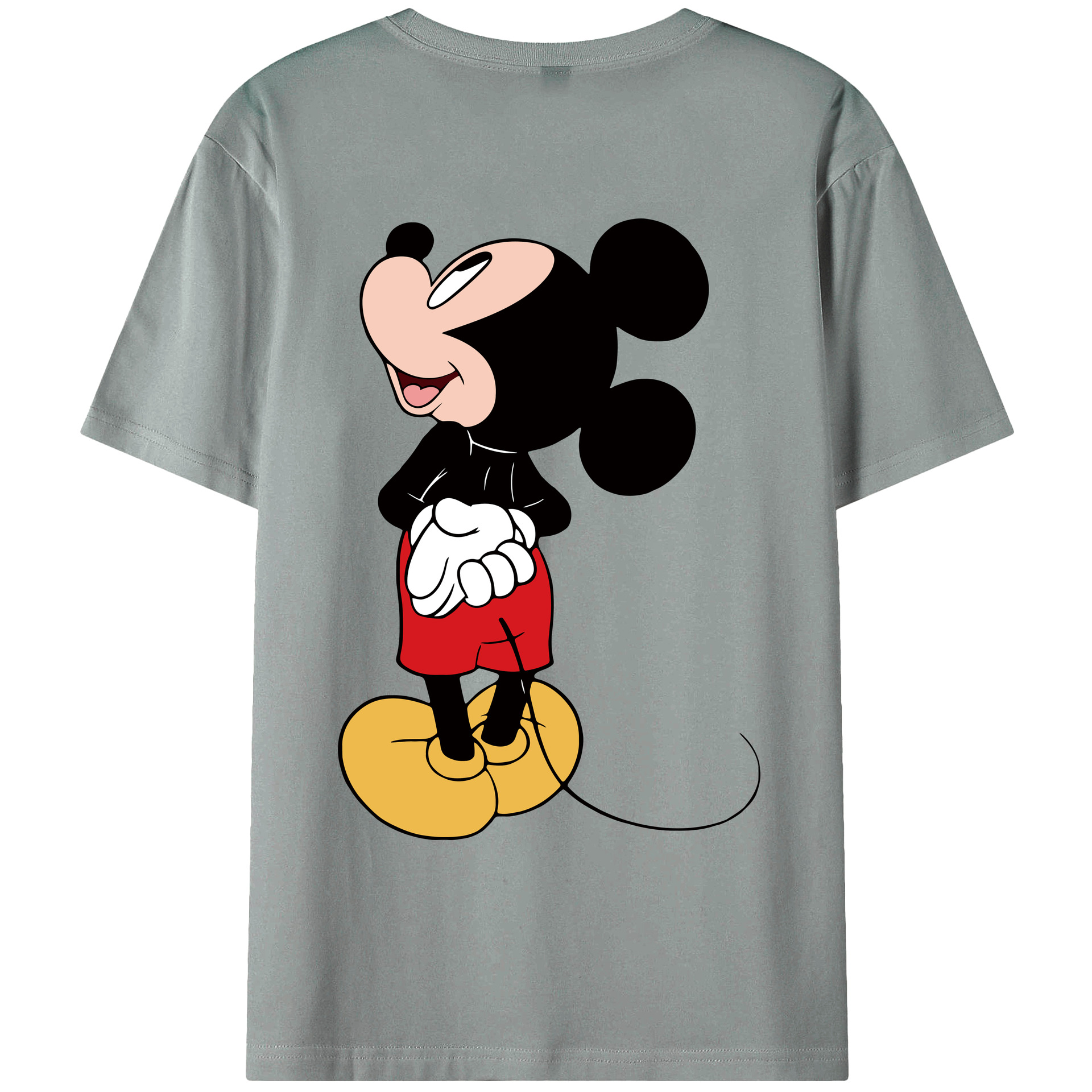 ミッキーマウス Mickey Mouse 綿100％ メンズ半袖Tシャツ（バックプリント） 通気性